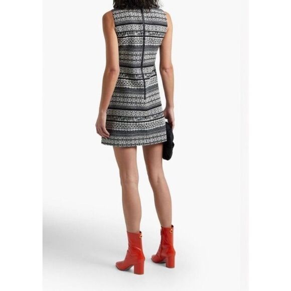Alice + Olivia Coley Sleeveless Jacquard Mini Dress Black, White Size 2 - Picture 2 of 12